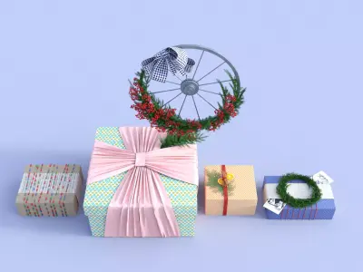 Christmas Decoration Gift Pack  Low-poly 3D model