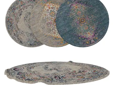 Round Rug Set 195 3D model