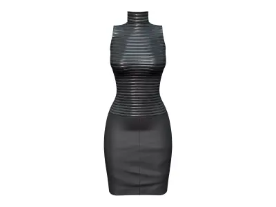 Luxury Black Leather Dress Outfit Low-poly 3D model