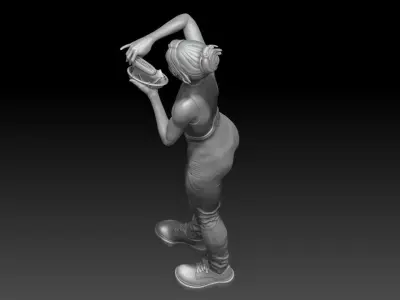 eating hot dog girl 1 3D print model