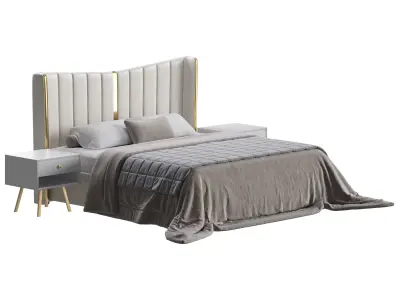 Modern Beige King Size Bed 3D model