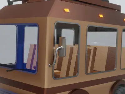 Cartoon Low Poly Rigged Van Low-poly 3D model 3D model