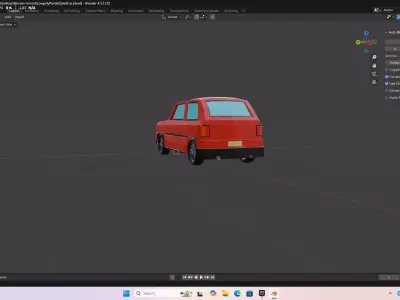 Low Poly Fiat Panda inspired Rigged Car 3D model