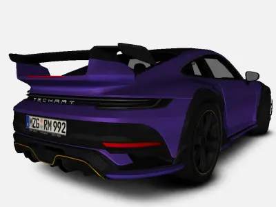 Porsche 911 992 Techart GT Street R 2022 Gameready Low-poly 3D model