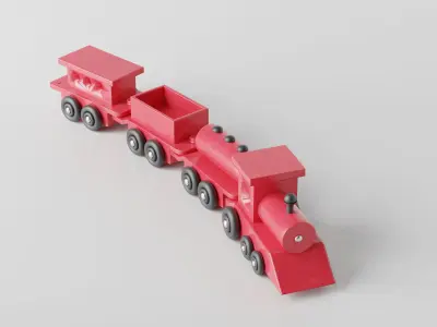 Toy Train Low-poly 3D model