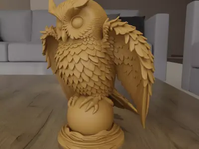 Majestic Owl Statue STL File for 3D Printing Home Decor 3D print model