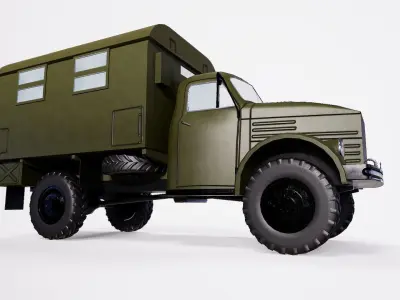 GAZ-63 car with insulated kung mod 1960 year Low-poly 3D model