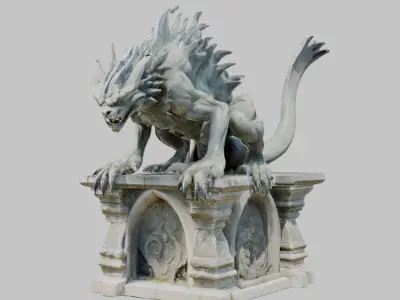 Detailed 3D Model of a Dragon Statue Low-poly 3D model
