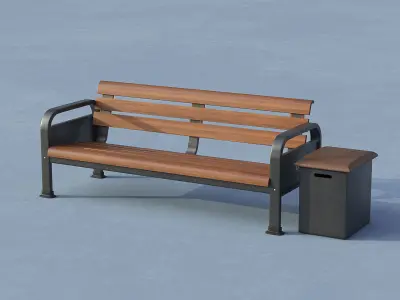 Sport Resting bench Long 3D model
