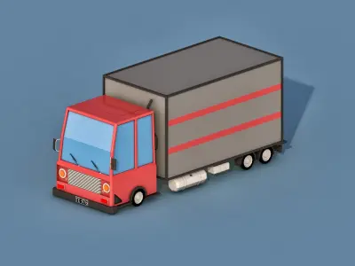 Cartoon Delivery Truck Low-poly 3D model