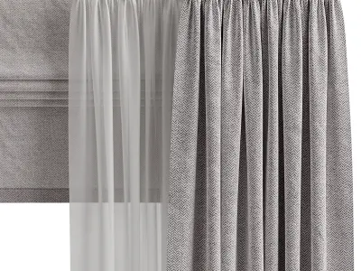Curtain modern 4 3D model