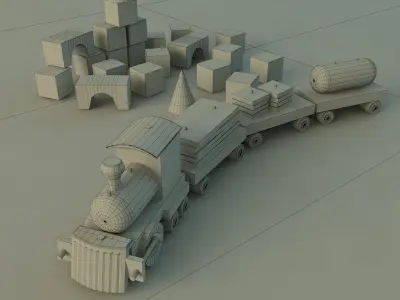 Wooden Train Free 3D model