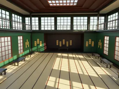 Japanese Dojo Low-poly 3D model