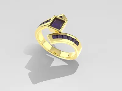 Beautiful square diamond ring Free 3D print model