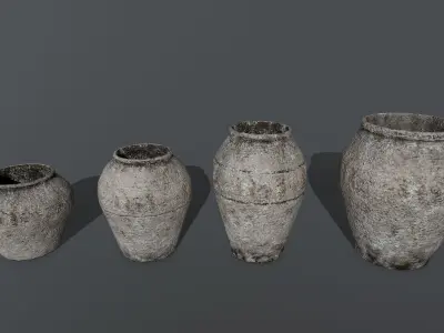 old vase set Low-poly 3D model