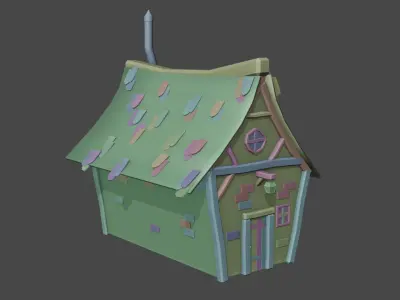 Low Poly Cottage house Free low-poly 3D model