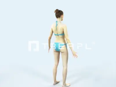 Beauty H Beach Animated Rigged Sports Woman Low-poly 3D model