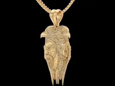 Eagle man pendant silver gold printable jewelry 3D model 3D print model