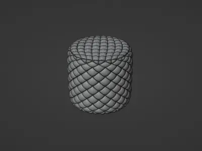 Round tufted ottoman green fabric 3D model