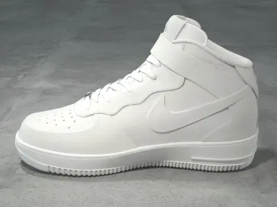 Nike Air Force 1 Mid white Low-poly 3D model