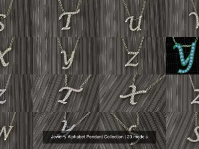 Jewelry Alphabet Pendant Collection 3D Model Pack