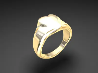 Luxury Gold Ring Heart 3D print model