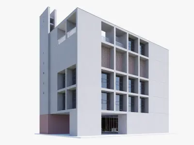 Modern apartment building Low-poly 3D model