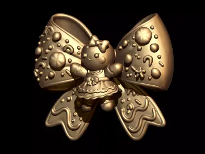 Gingerbread Girl on Christmas Bow 3D print model