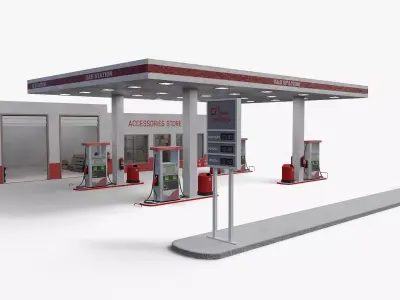 Gas Station 2 Low-poly 3D model