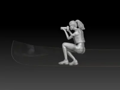 canoe girl 3 3D print model