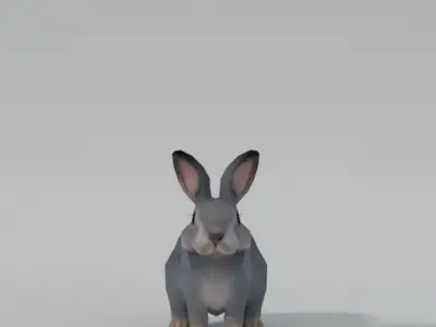 Grey Rabbit Low-poly 3D model