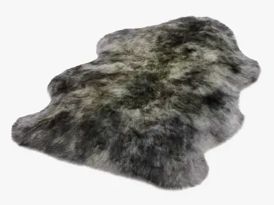 Luxe mist grey sheepskin rug 3D model