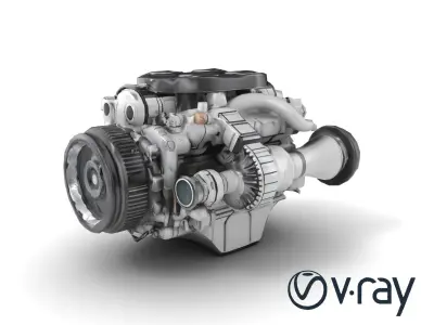 Supercharged V8 Engine with Reinforced Internals model pack Low-poly 3D model