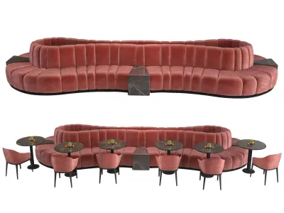 Restaurant Cafe Sofa Tableware Part7 - 12 colors big sofa set 3D model