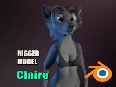 Claire Anthro Wolf 3D model