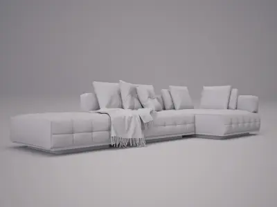 Modern Leather Sofa 3D model