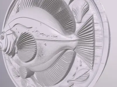 Flounder Fish 1 basrelief for 3D printing 3D print model
