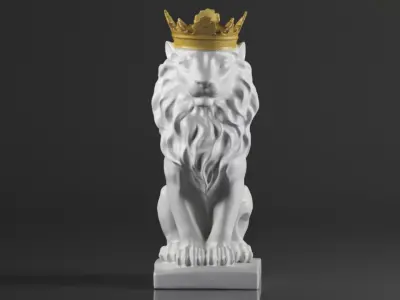 CUZOKOLA  H Large Modern Royal King Lion Statue Decor for Shelf  3D print model