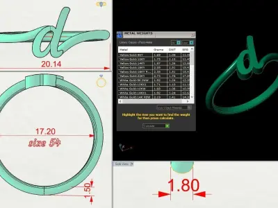 Alphabet Ring  D 3D print model
