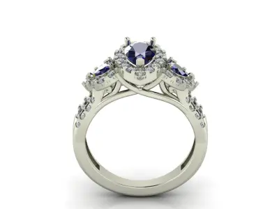 STL 3DM WOMEN RING WOMENS RING PEAR STONE MODEL FANCY RINGS 3D print model