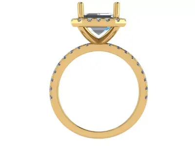 emerald cut halo solitare ring  3D print model