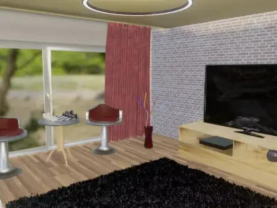 Livingroom room with door 3D model