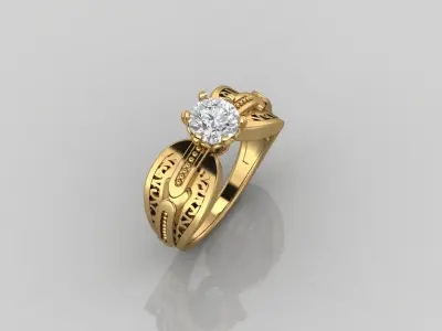 STL 3DM Print Ready Women Diamond Ring Lightweight Printable  3D print model 169