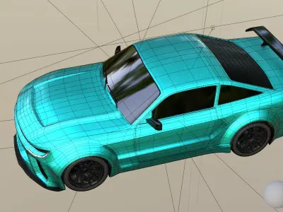 High Performance Aqua Green Sports Car 3D Model  Blender Shaded 3D model
