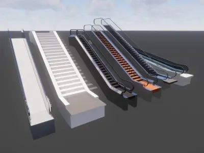 6 Escalator models Revit 2015 3D model