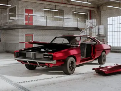 Dodge Charger RT 1969 - Car Classic Low-poly 3D model