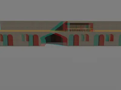 asian middle century house Free 3D model