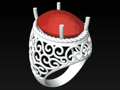 Oval Stone Ring - GN224 3D print model