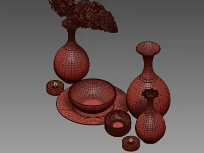 set1230 turkish ceramic tableware set - turkish ceramic table... 3D model