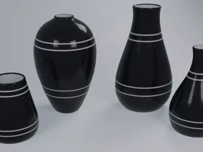 Set of Vases Free low-poly 3D model